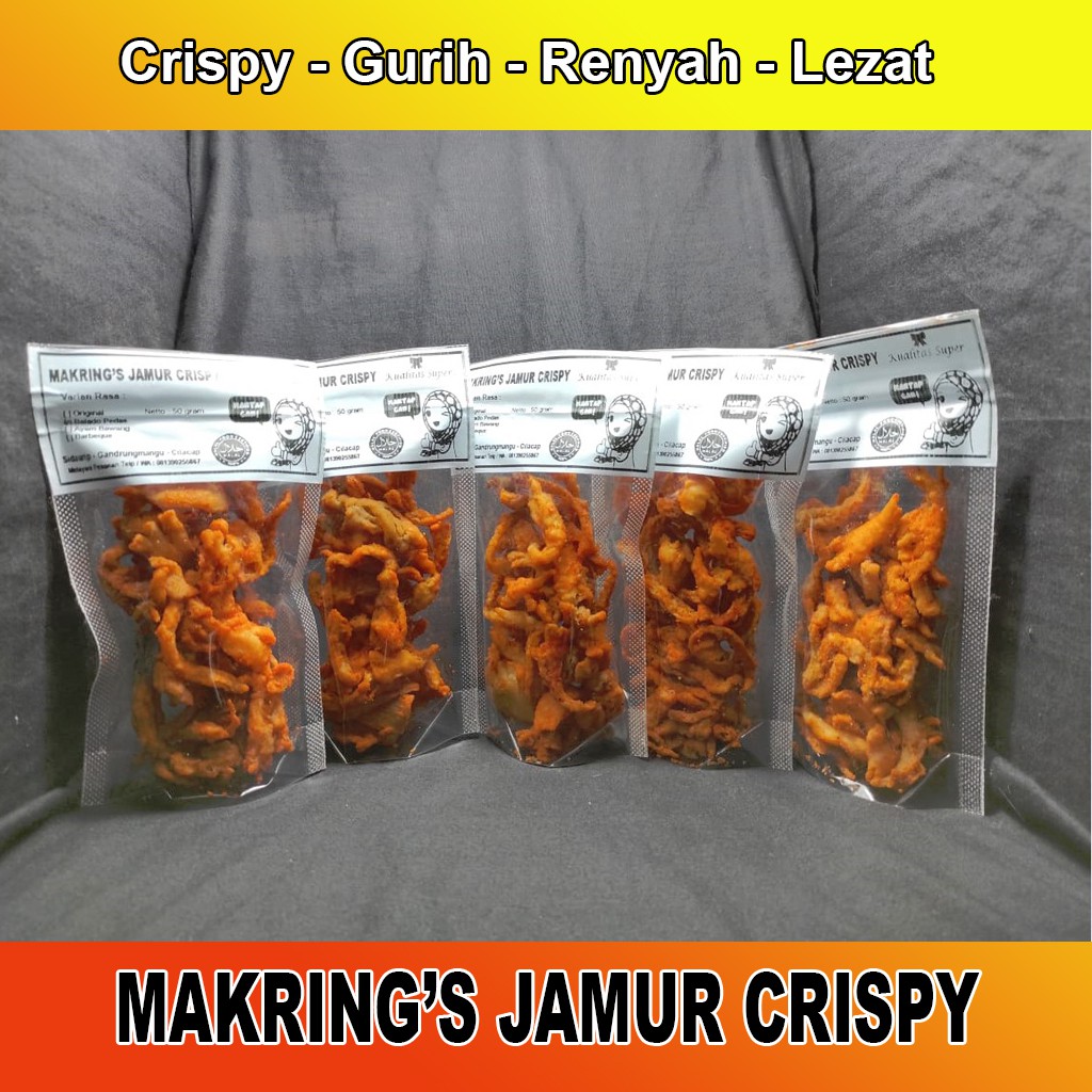 

Krispi Jamur Tiram Rasa Pedas Manis Barbeque Balado Tanpa Bahan Pengawet Pruduk Lokal MAKRING'S