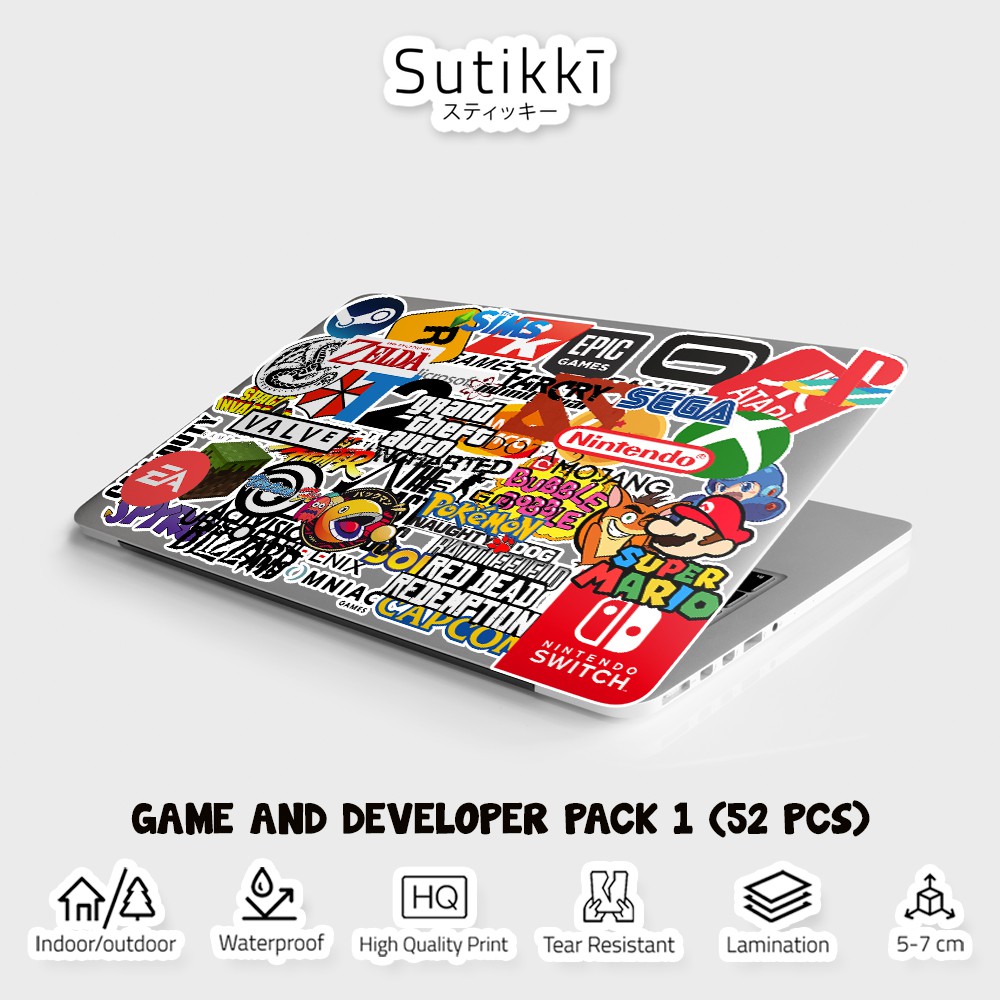 Sutikki | Sticker Pack Logo Game Developer Software Videogame Stiker Laptop Vinyl Full Decal Set 1