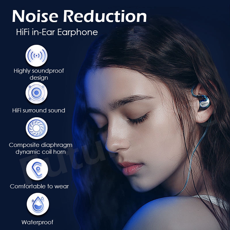 Headset Bass Beevo 9D Stereo Professional Earphones Noise Reduction HiFi 3.5MM Wired Earphone Gaming with Mic