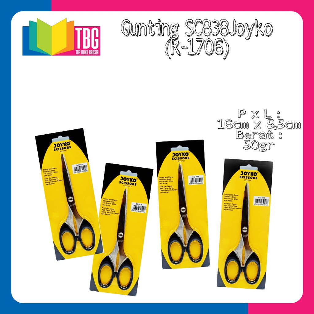 

1 PCS GUNTING TANGGUNG SC838 JOYKO/SCISSORS JOYKO/ GUNTING KERTAS/ GUNTING STAINLESS (R-1706)