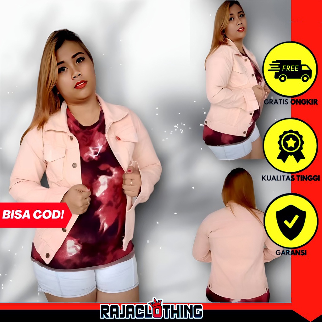 RCL - Jaket Jeans Pink Muda Denim Crop Wanita Anak Perempuan Oversize Jumbo Terlaris