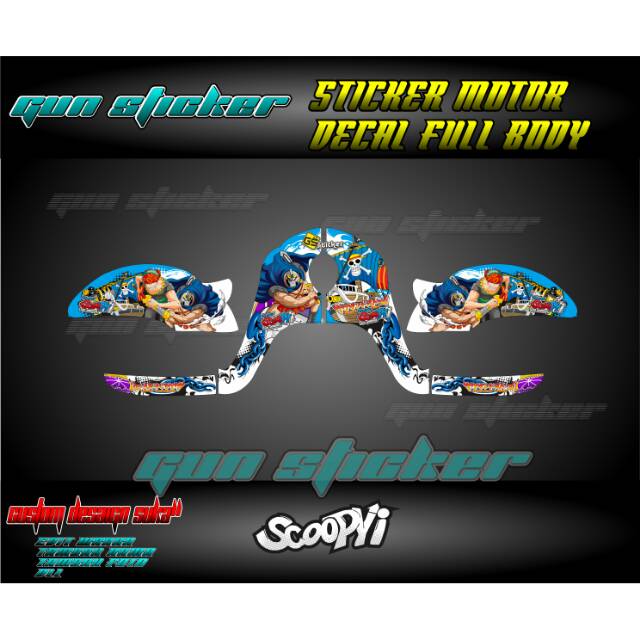 Decal scoopy one pieace biru