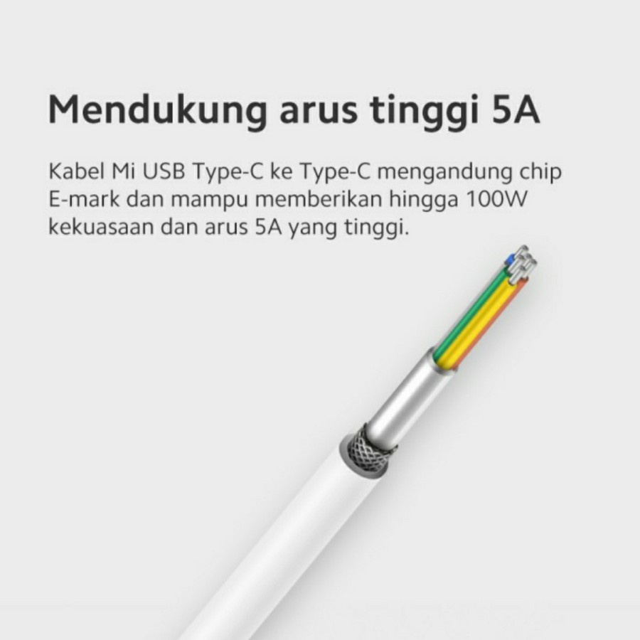 Xiaomi Mi Kabel Data Type C to Type C 150cm Mendukung Arus 5A Original