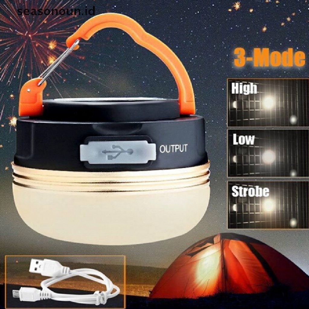 (seasonoun) Lampu Lentera LED Portable Dengan Port Charger USB Untuk Tenda Camping Hiking Memancing