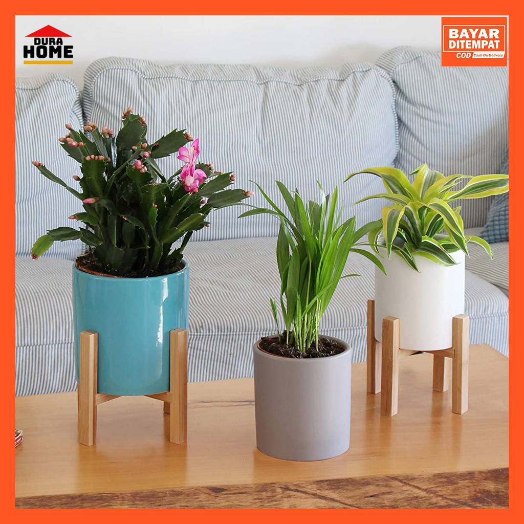 Dudukan Pot Vas Bunga Kayu, Modern Wooden Plants Stand