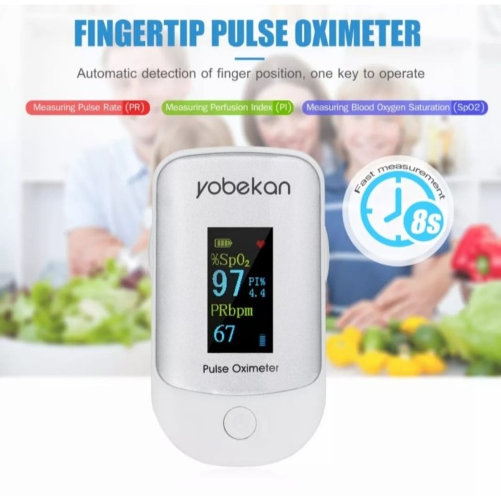 YOBEKAN Pulse Oximeter Fingertip SpO2 Saturasi Oksigen Dan Detak Jantung Free 2 Battery AAA