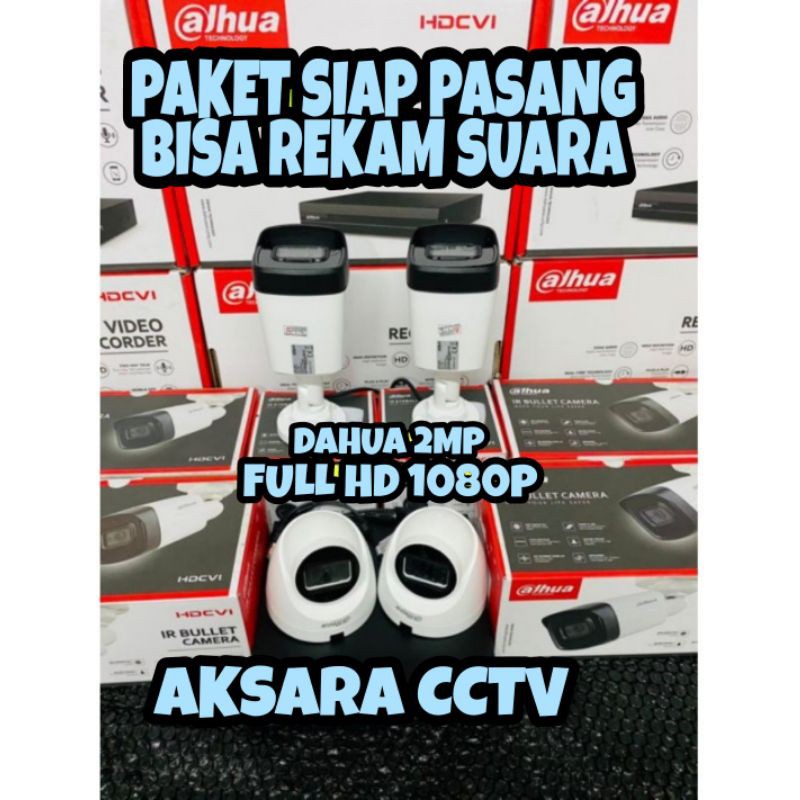 PAKET CAMERA CCTV 4 KAMERA DAHUA 2MP AUDIO BUILT IN MIC 1080P 4 CHANNEL CH BISA REKAM SUARA DVR 4 CH