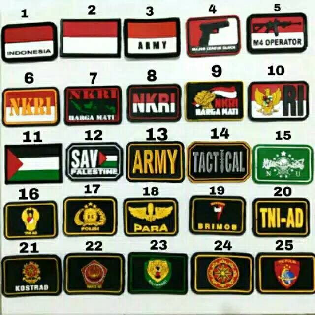 Patch rubber LOGO tempelan emblem karet velcro topi/jaket/kemeja/baju tactical airsoft outdoor