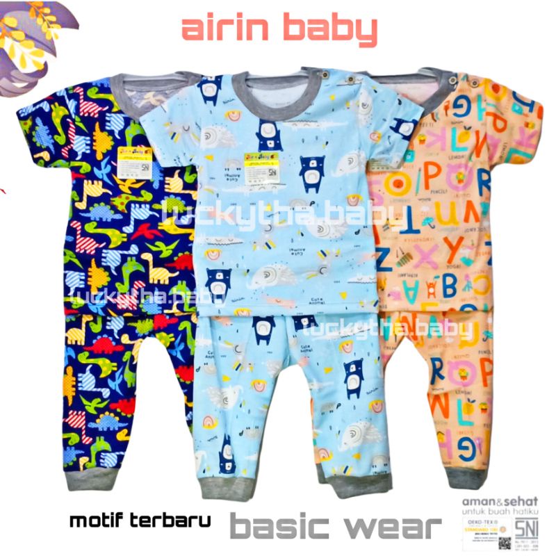 3pc-airin baby setelan anak 3-24 bulan ,stelan CPR Airin terbaru motif Dino,alfabet,jelifish piyama bayi Airin baby,setelan baby CPR