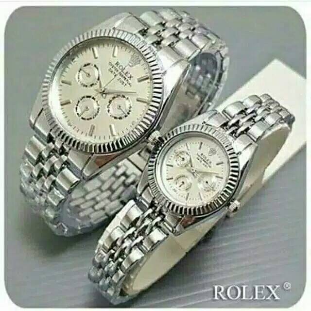 Flash Sale Jam Tangan Couple Rolex Crono Off Case Silver