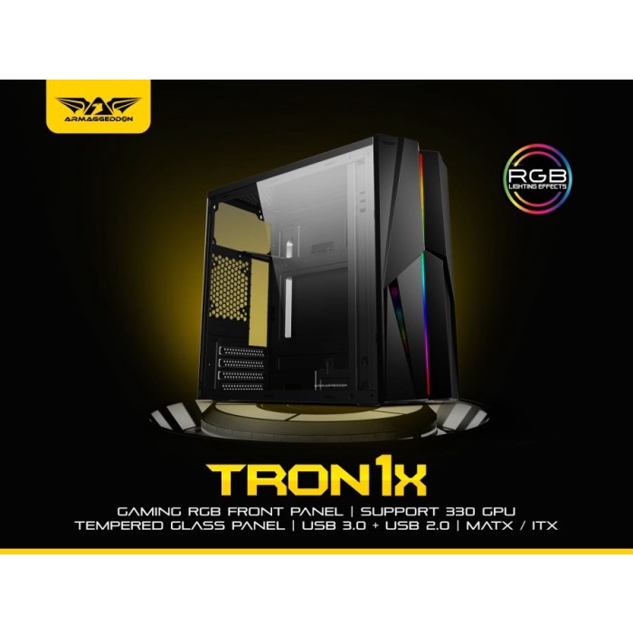 Casing Armaggeddon TRON 1X m-ATX RGB Front Panel - Case TRON 1X - Hitam