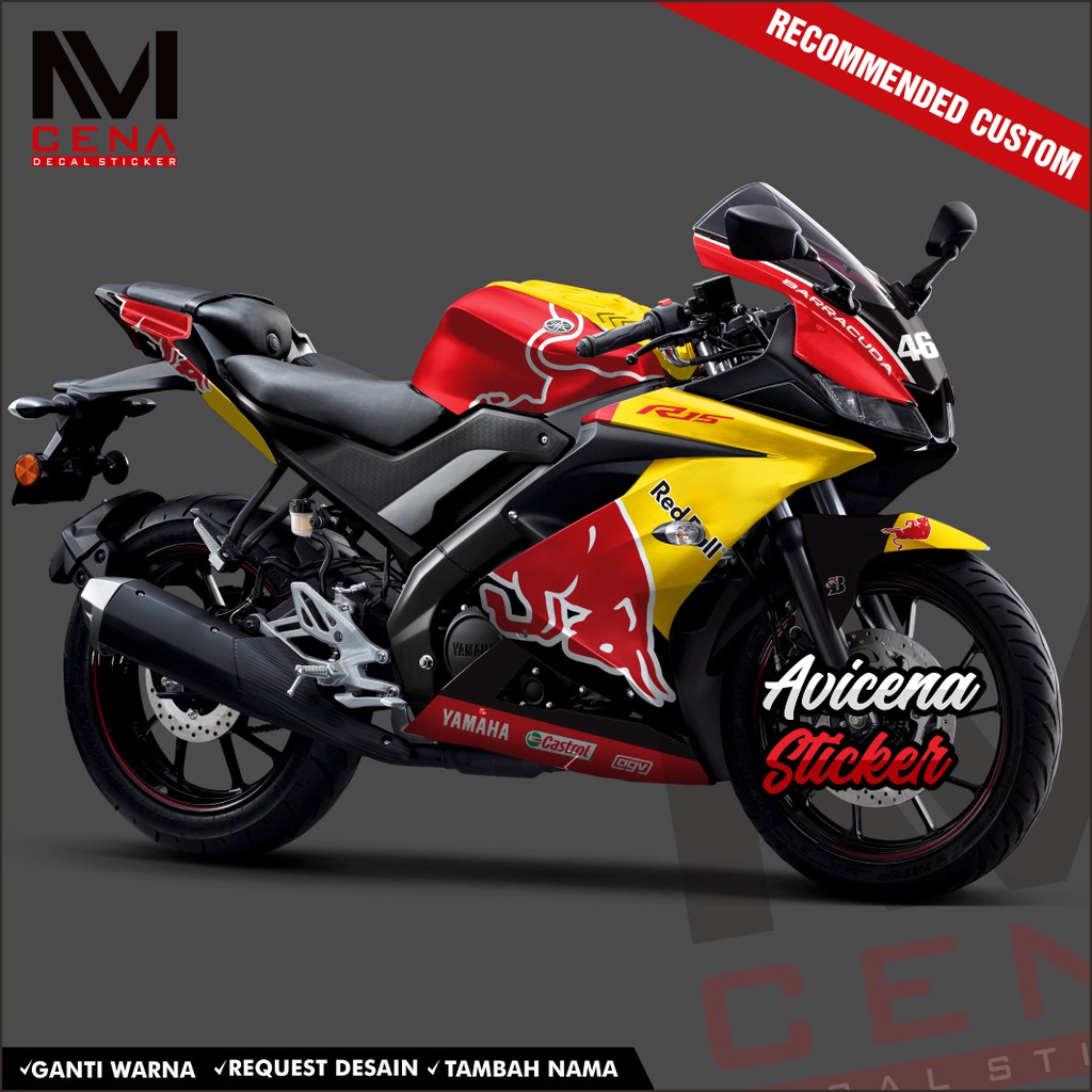 Sticker Decal R15 V3 Full Body Decal Sticker Yamaha R15 V3 Striping r15 v3 full body redbull