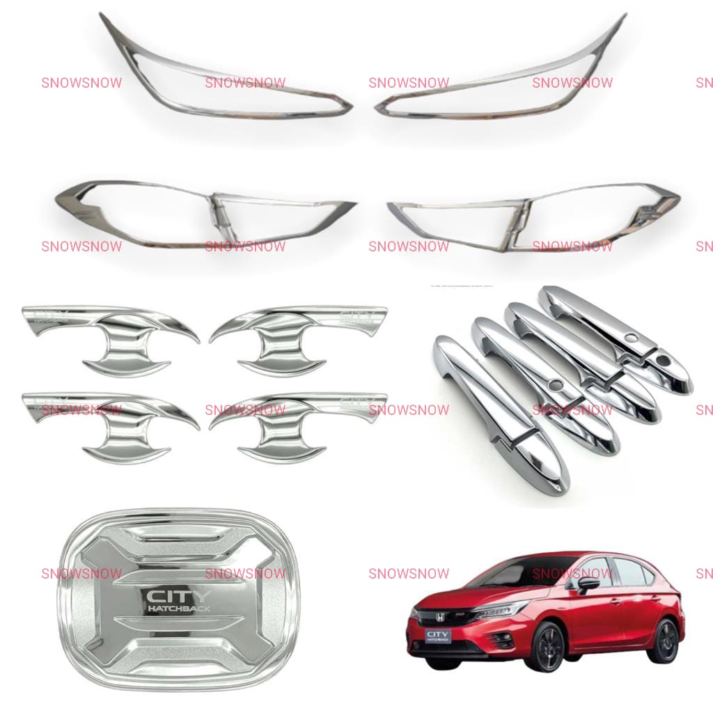 Paket Garnish Depan Belakang Outer Handle Tank Cover City Hatchback 2021 2022 Hitam Chrome