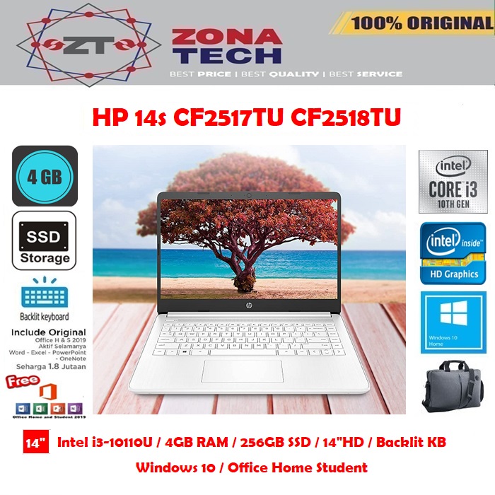 HP 14s CF2517TU CF2518TU - i3-10110U - 4GB - 256GB SSD - 14