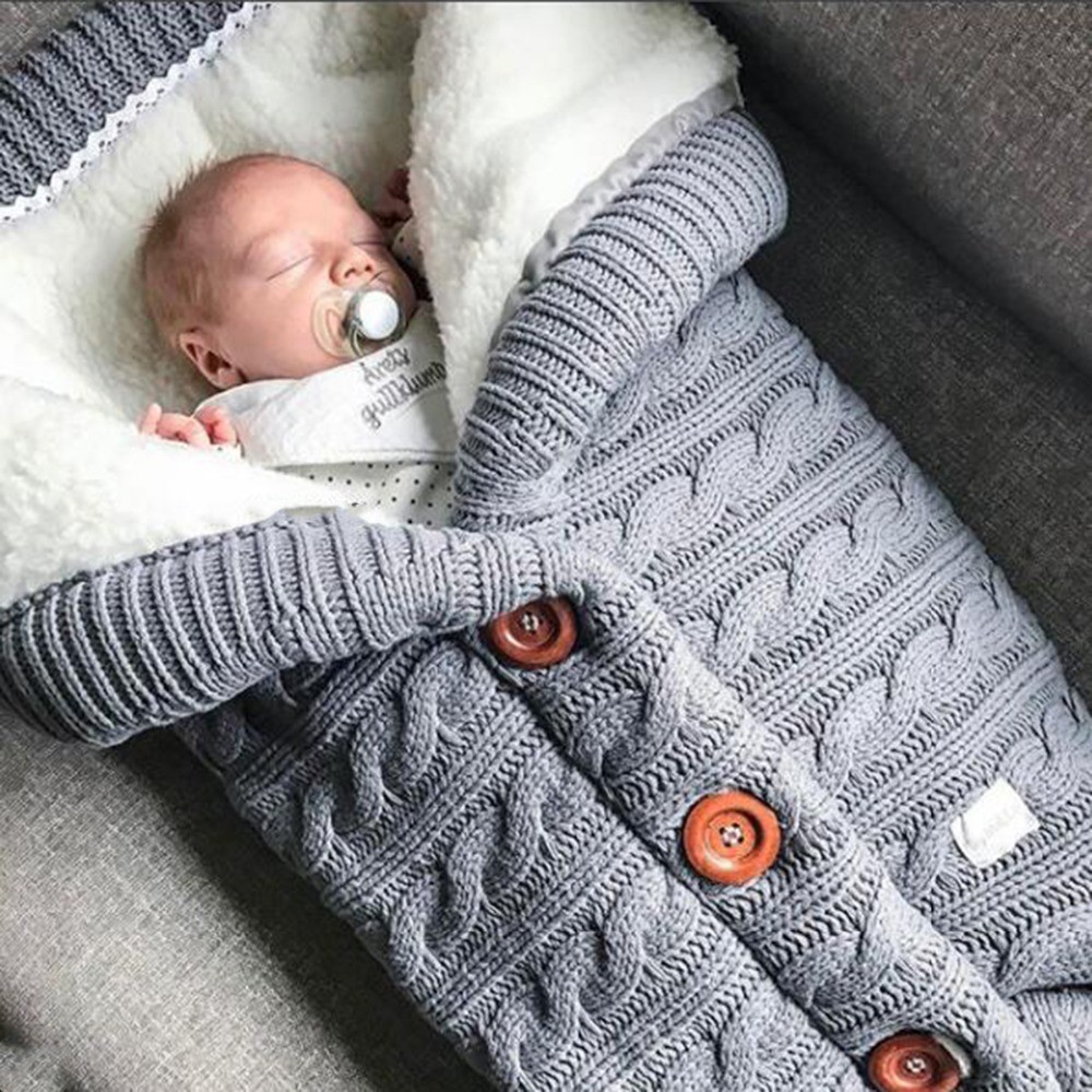 Winter Autumn Baby Infant Warm Knitted Sleeping Bag Baby Stroller Blanket For Newborn Thick Soft Shopee Indonesia