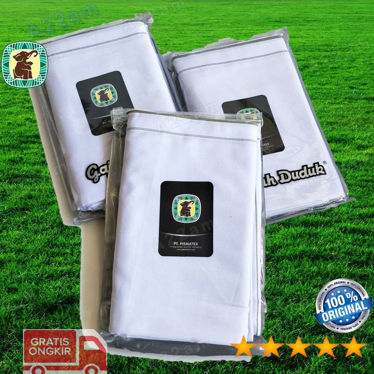 G24-14 Sarung Tenun Polos Cap Gajah Duduk Dewasa Putih Original