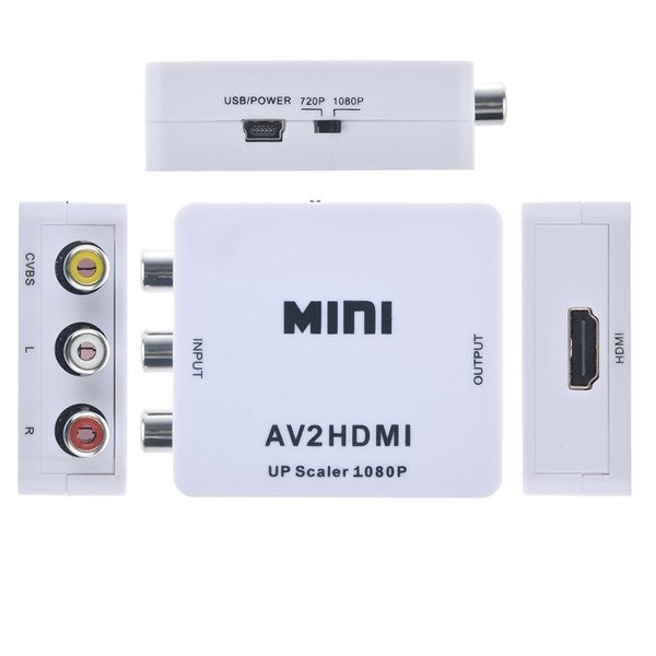 AV2HDMI Converter AV / RCA to HDMI Mini Adapter HD Video 1080P - Putih