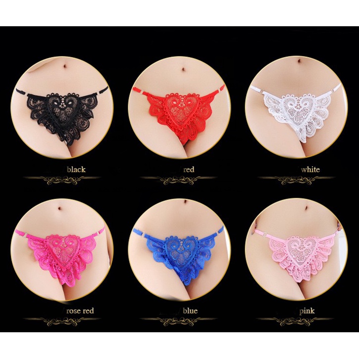 G String Wanita Lace celana dalam bordir Celana thong ( Model dan Warna Random) C0001