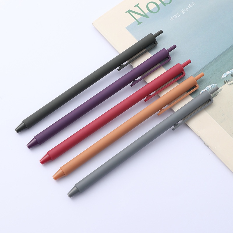 5pcs Simple Retro Color Press Pen Bullet Gel Pen for Student Office Gel Pen Macarons Pens Gift Set