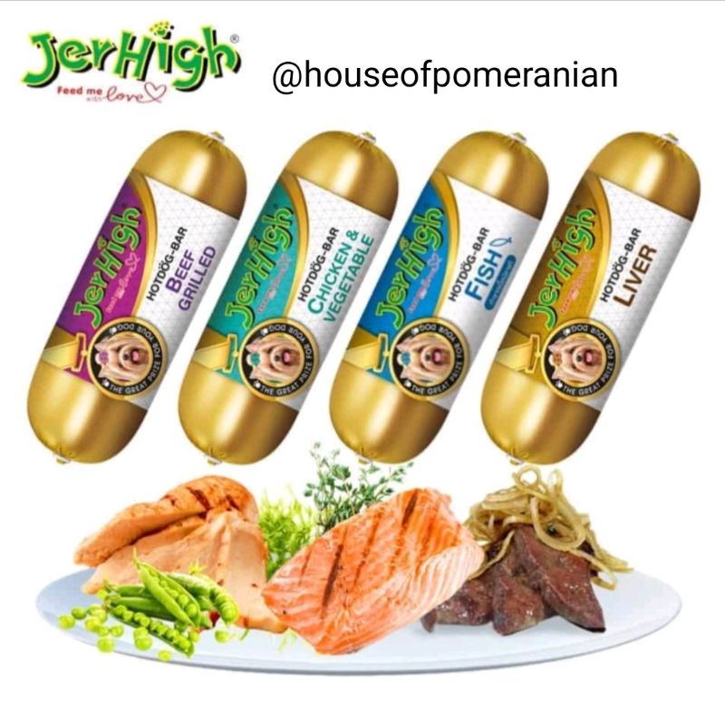 JERHIGH SAUSAGE hot dog bar 150gr sosis anjing chicken liver vegetable dog snack treat makanan cemilan