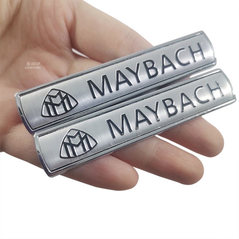 2pcs Stiker Emblem Logo Maybach Bahan Metal Untuk Bagasi Belakang Mobil