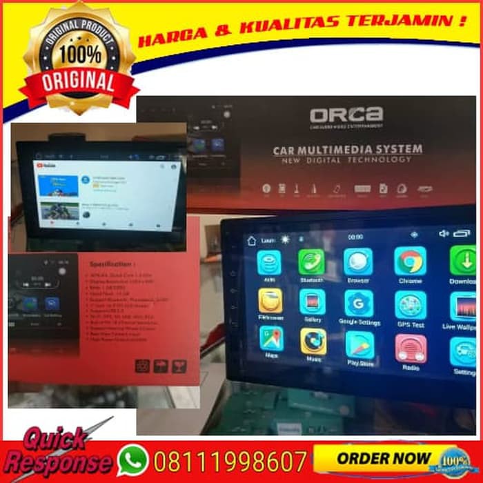 HeadUnit Android Auto Double Din ORCA ADR 7688 Android Orca 7 Inch