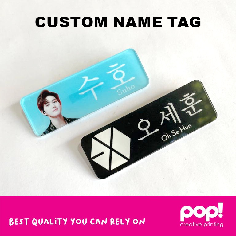 Name Tag Akrilik Custom Logo Tulisan Nama Pin Dada Karyawan Perusahaan restaurant Bros