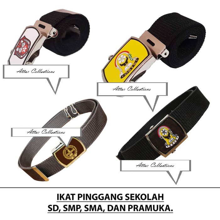 Jual topi sd smp sma oleh produk ikat pinggang berlogo di 