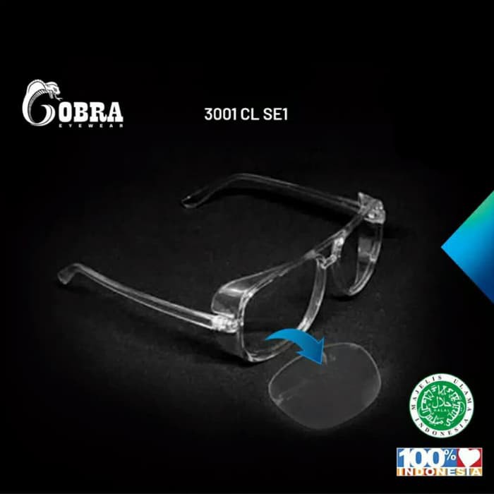 KACAMATA PELINDUNG SAFETY APD AVIATOR Cobra 3001CL ANTI VIRUS ANTI DEBU HALAL