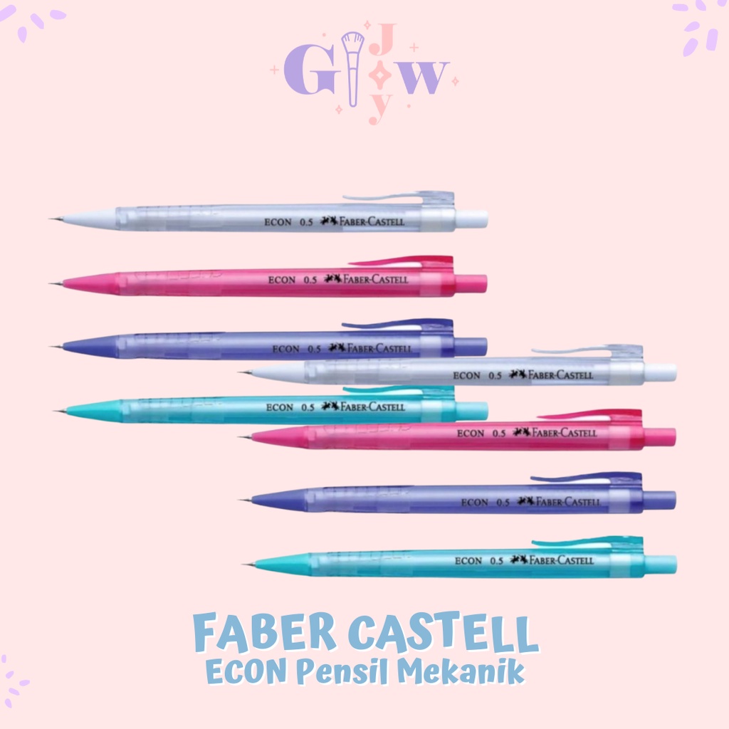 A57 FABER CASTELL econ pensil mekanik pencil mechanic warna pastel murah atk alat tulis kantor stationery sekolah anak imut lucu hitam ungu putih pink biru merah muda white blue purple lilac