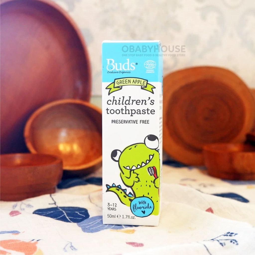 Buds Organic Children Toothpaste (3-12year) Flouride-Green Apple 50 ml