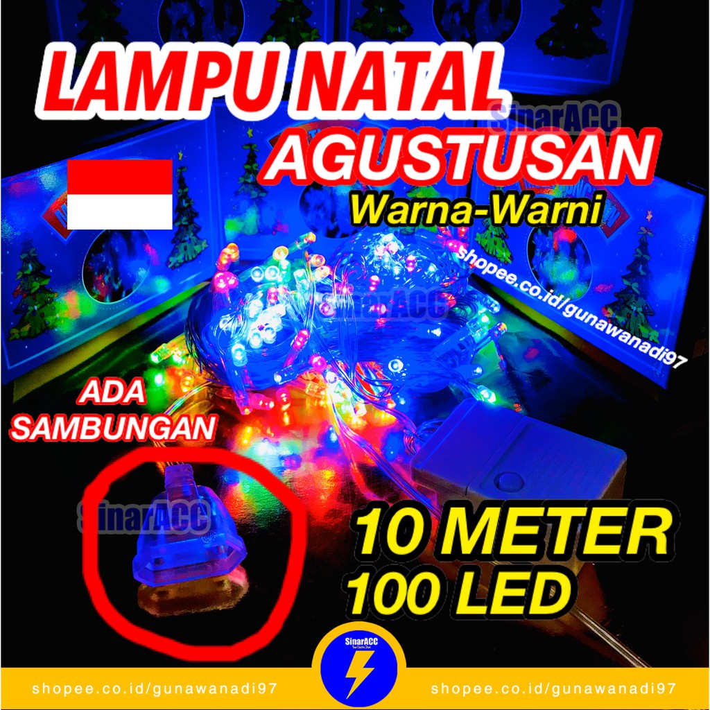 Lampu hias / natal / tumblr RGB 10M 100 led + sambungan warna warni twinkle light tumbler lampu 17an