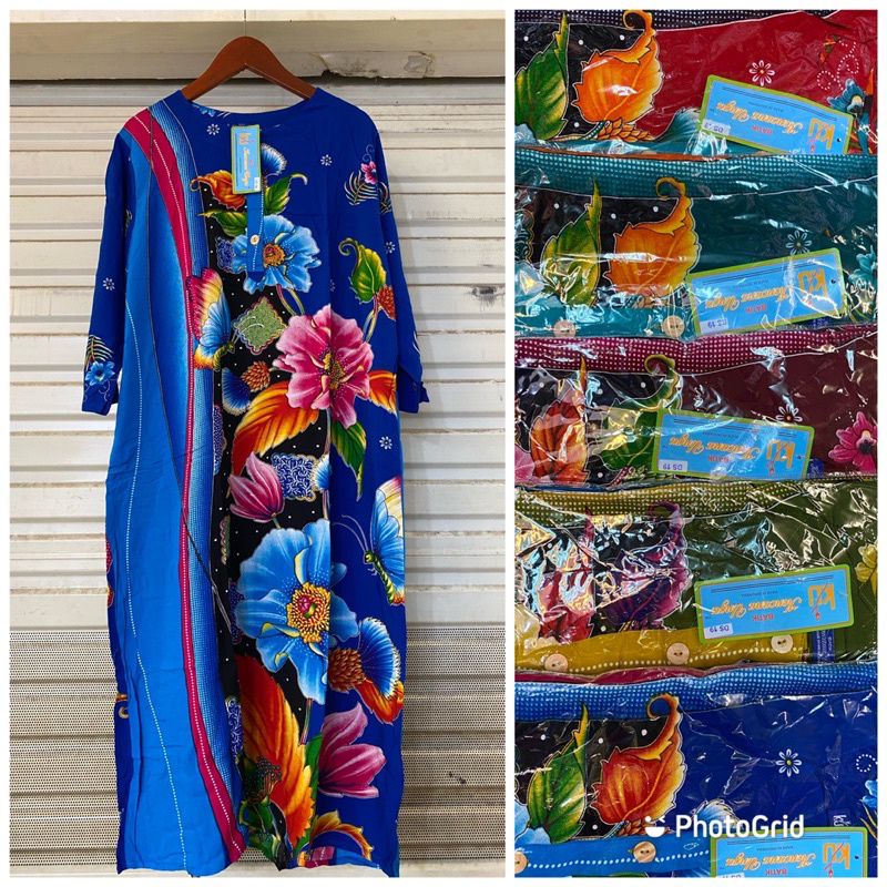 DASTER JUMBO LENGAN 3/4/DASTER KENCNA UNGU LEBEL BIRU BATIK KENCNA UNGU JUMBO BAJU WANITA LENGAN 3/4