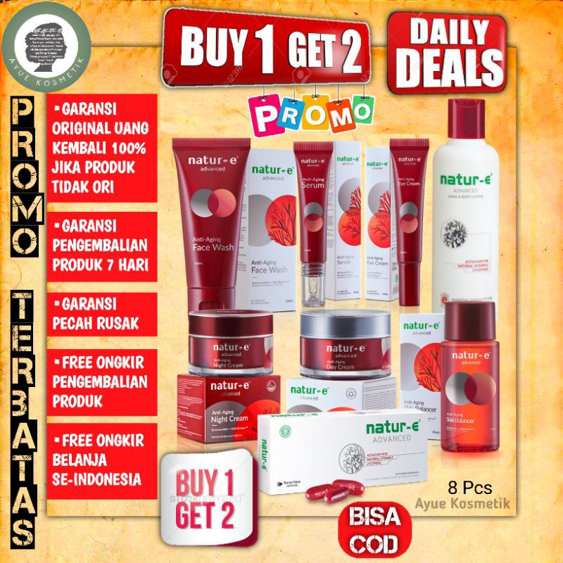 NATUR E NATUR-E NATURE E Advance Advanced Anti Aging Paket Lengkap 8pcs Krim Natur E Cream Natur E