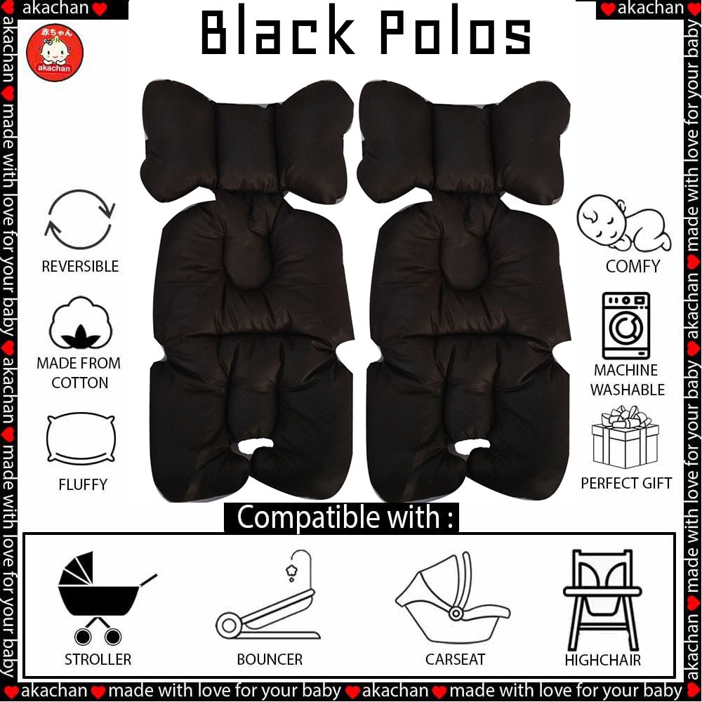 BLACK Alas STROLLER PAD Akachan hitam polos