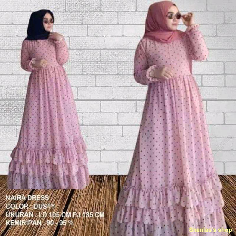 [Le] GAMIS DRESS MUSLIM NAIRA DRESS| MAXI MURAH PULKADOT