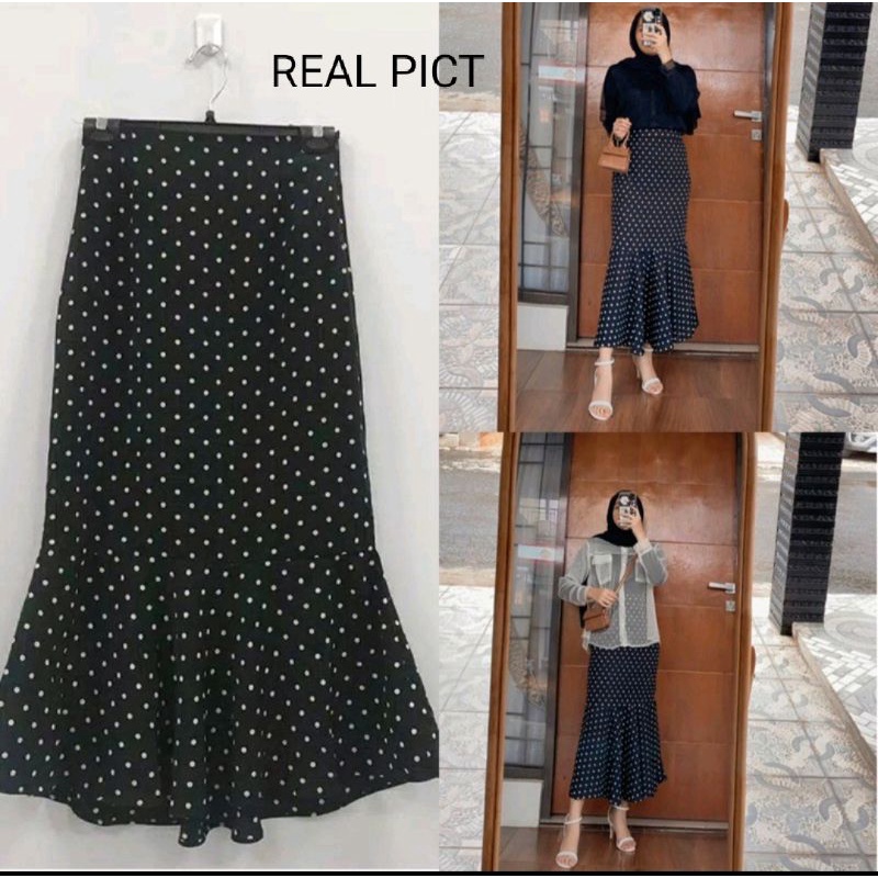 SKIRT POLKA MERMAID.PEPLUM.ROK WANITA KOREAN STYLE FIT TO XL-4