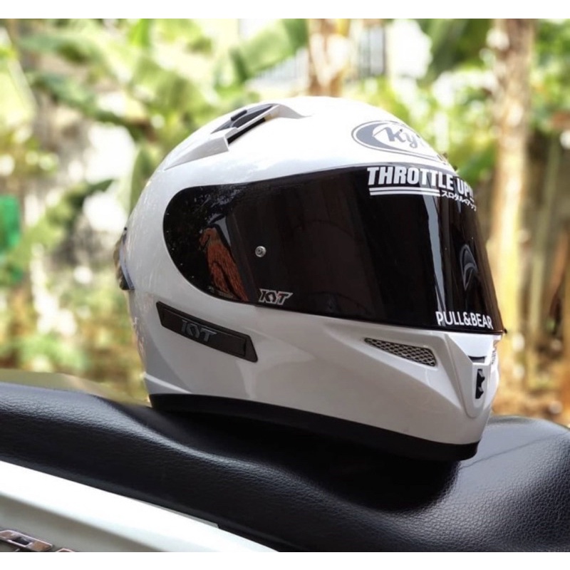 Helm KYT K2 Rider White solid Paket ganteng Dark Smoke Visor K2rider