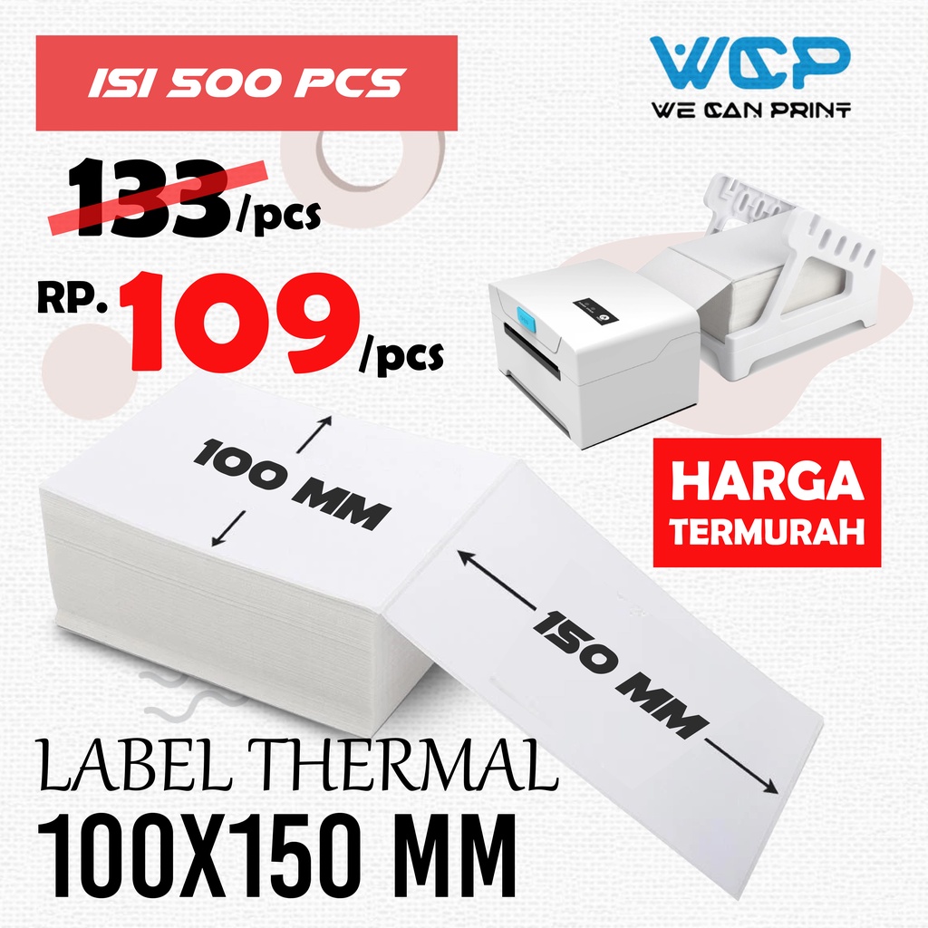 

[ 500 PCS ] Label Sticker Printer Barcode Thermal CF 100x150 A6 Kertas Stiker Termal 100 x 150 mm