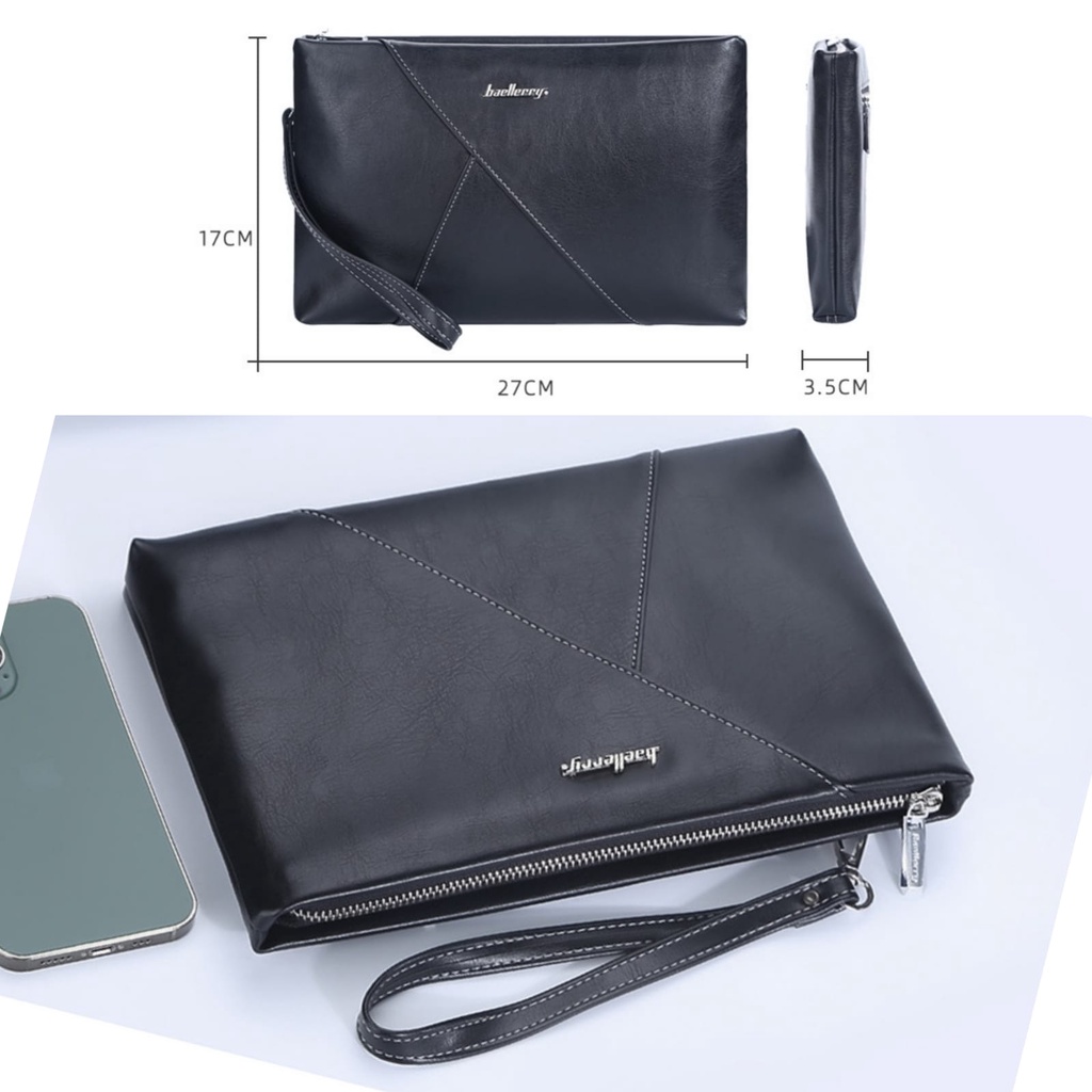 CLUTCH BAG TAS TANGAN PRIA WANITA HANDBAG POUCH KULIT HITAM IMPORT BAELLERRY ORIGINAL BAHOBA WA564B5 MURAH COWOK KEREN PREMIUM BRANDED BATAM DISTRO KEKINIAN REMAJA FASHION BATAM