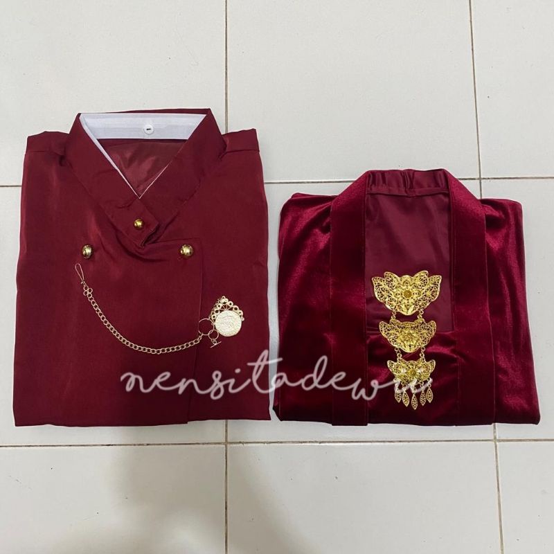 Baju Couple Adat Jawa / Baju Prewed - Nuansa Merah Maroon