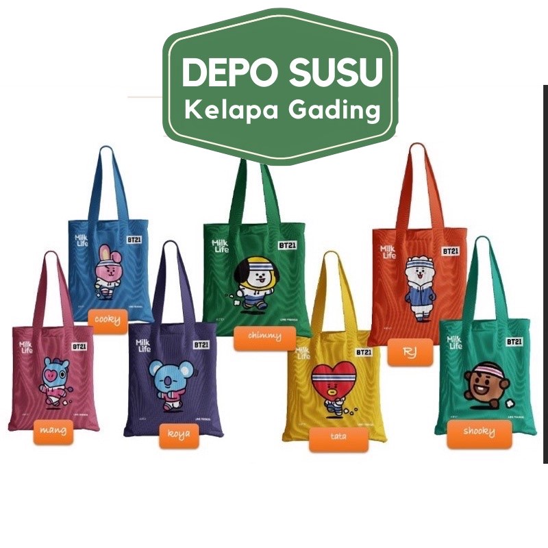 BT21 BTS Totebag Tote Bag Cooler Bag Cooling Bag Official Original Line Friends LineFriends Milk Lif