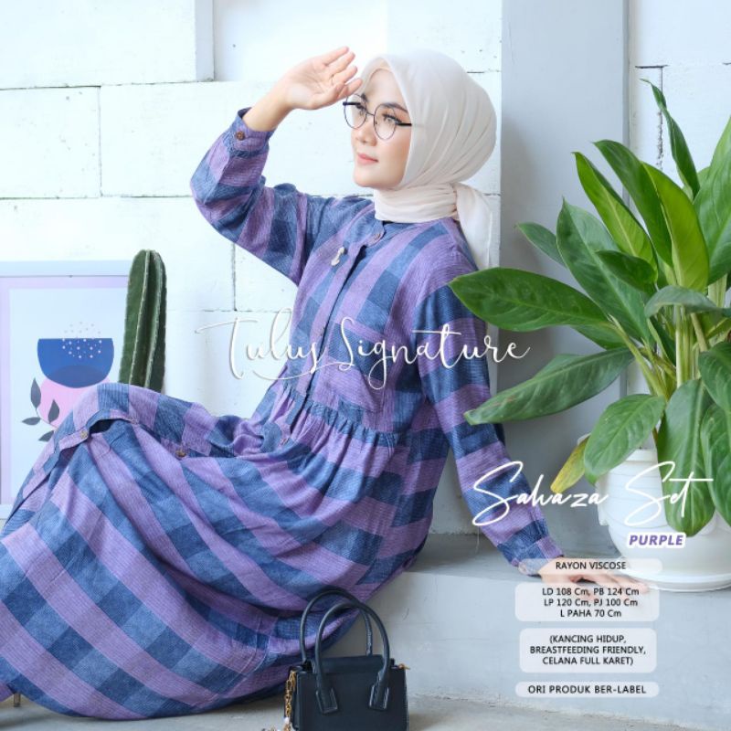 Sahaza set wanita motif kotak-kotak by tulus signature