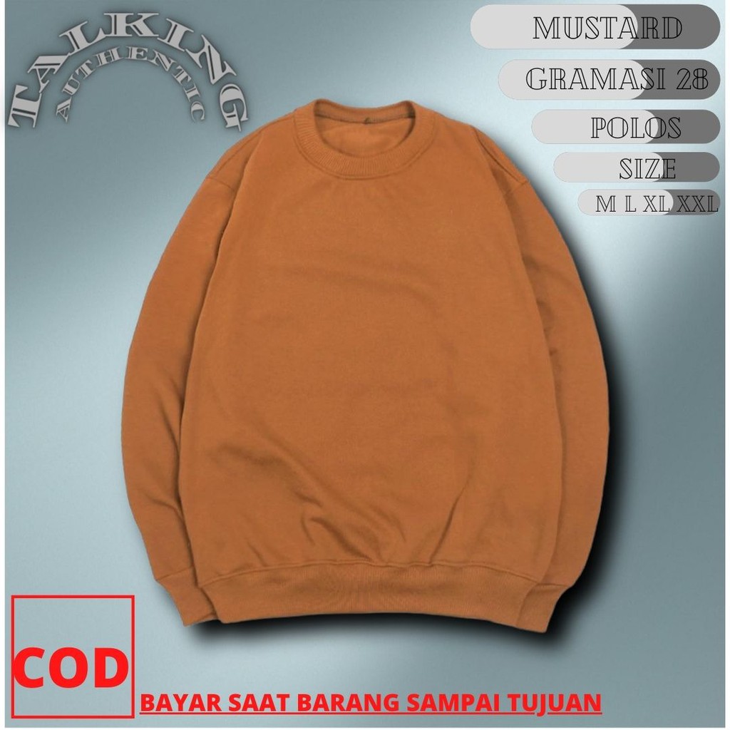 Sweater Polos Basic Cowok Cewek Kuning Kunyit Kubus Switer Crewneck Premium Tebal HigtQuality