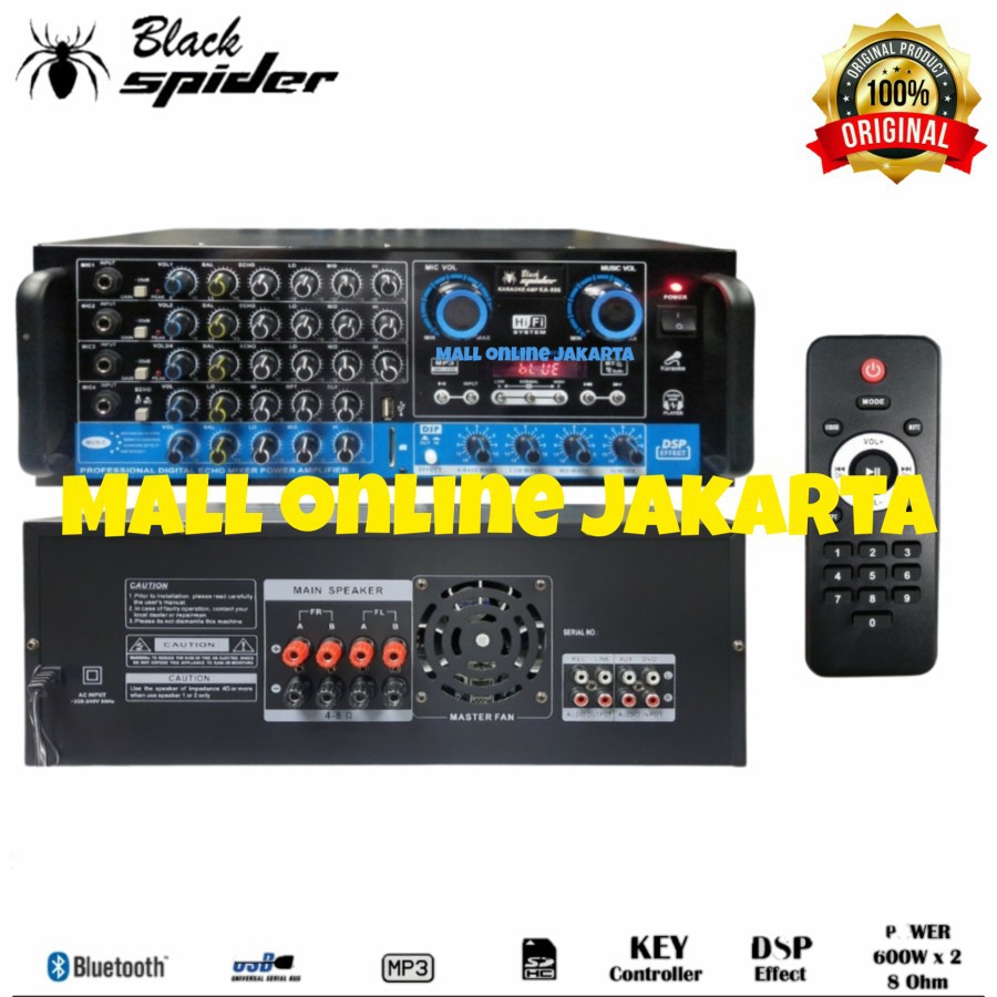 Power ampli blackspider ka996 amplifier key control dsp 1200 watt ori