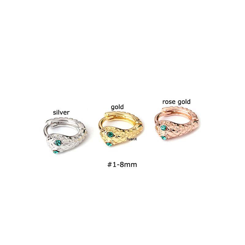 1pc Anting Hoop Bentuk Ular Bahan Tembaga Dengan Zircon Warna Silver / Gold / Rose Gold