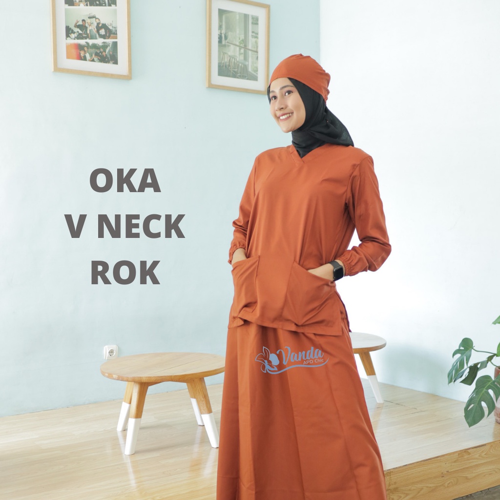 BAJU JAGA LENGAN PANJANG ROK KRAH V/BAJU OK/BAJU SCRUB/SERAGAM PERAWAT