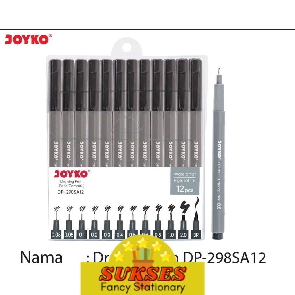

Drawing Pen Pena Gambar Joyko Dp-298S 1 Set 12 Pcs - Dp-298Sa12