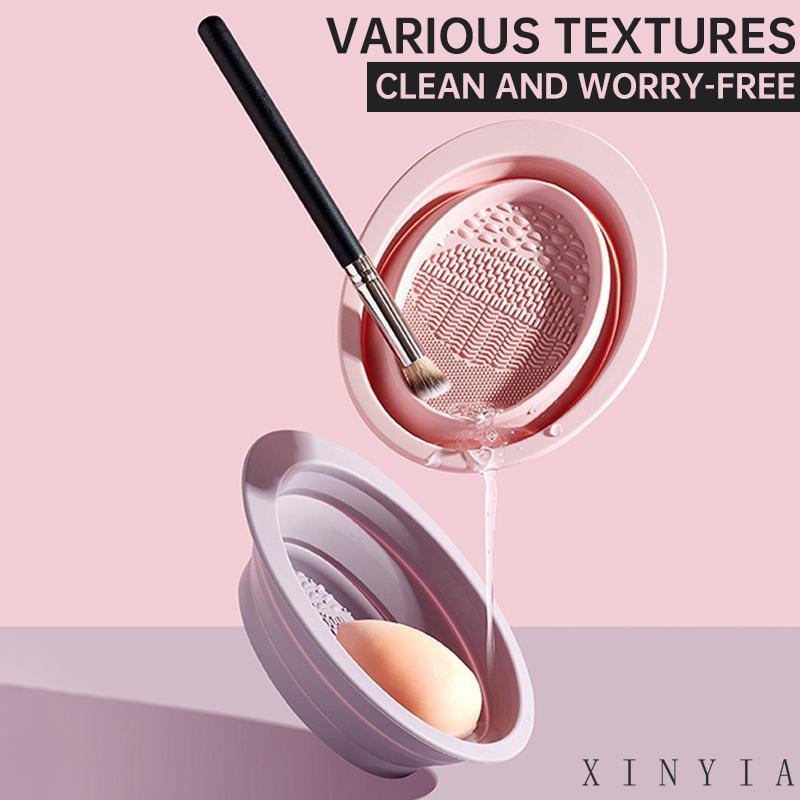 【Bayar di tempat】Foldable makeup brush cleaning bowl Wash Tool Ember Lipat Mini Cuci Alat2 Rias Kuas Sponge