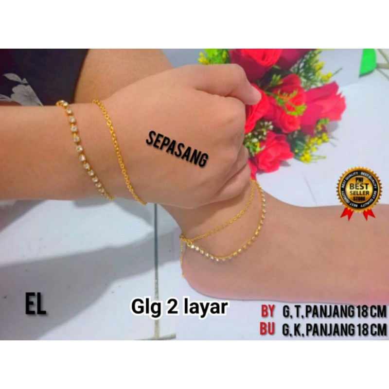 Set perhiasan wanita Gelang tangan dan kaki Titanium terbaru bahan lapis emas gold